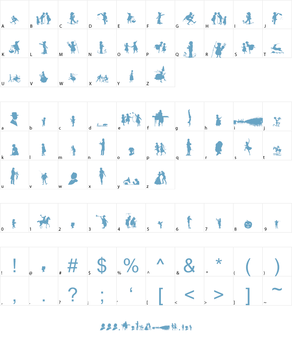 Mixed Silhouettes Six Font Character